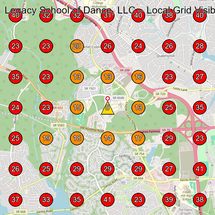Legacy School of Dance, LLC GeoGrid visibility map for House Cleaning Service in Midlothian